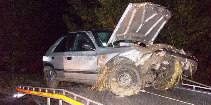 Dopravná nehoda vozila Škoda Felicia pred obcou Senne